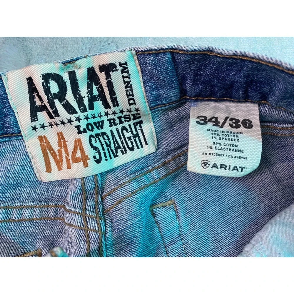 Ariat M4 Straight Leg Jeans Men 34x36 Blue Cowboy Rancher Trucker Workwear Tough